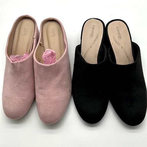 2 pairs of slides 1 pink, 1 black both in excellent condition hardly worn - Picture 1 of 7